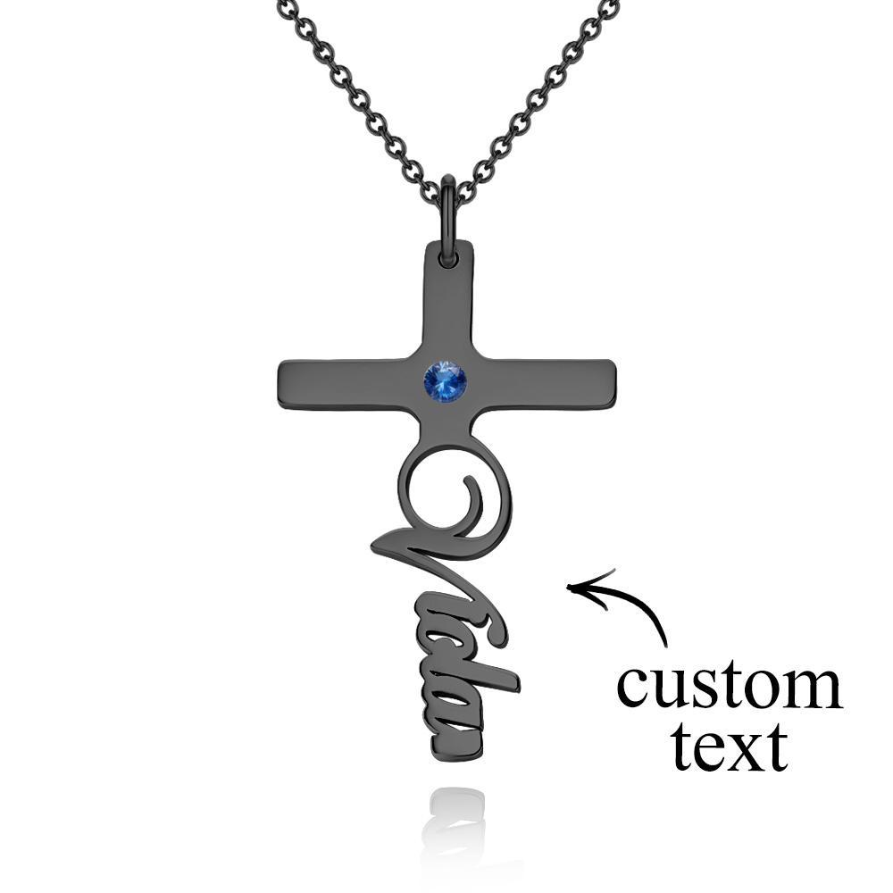 Your Belief Cross Personalized Name Necklace with Birthstone Name Plate Jewelry - soufeelmy