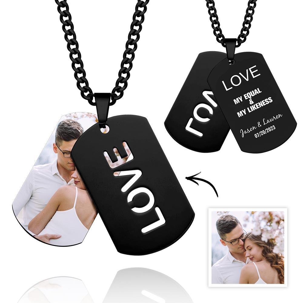 Double Dog Tag Personalised Message Steel Mens Pendants Men Women Boyfriend Bride Groomsman Gift - soufeelmy