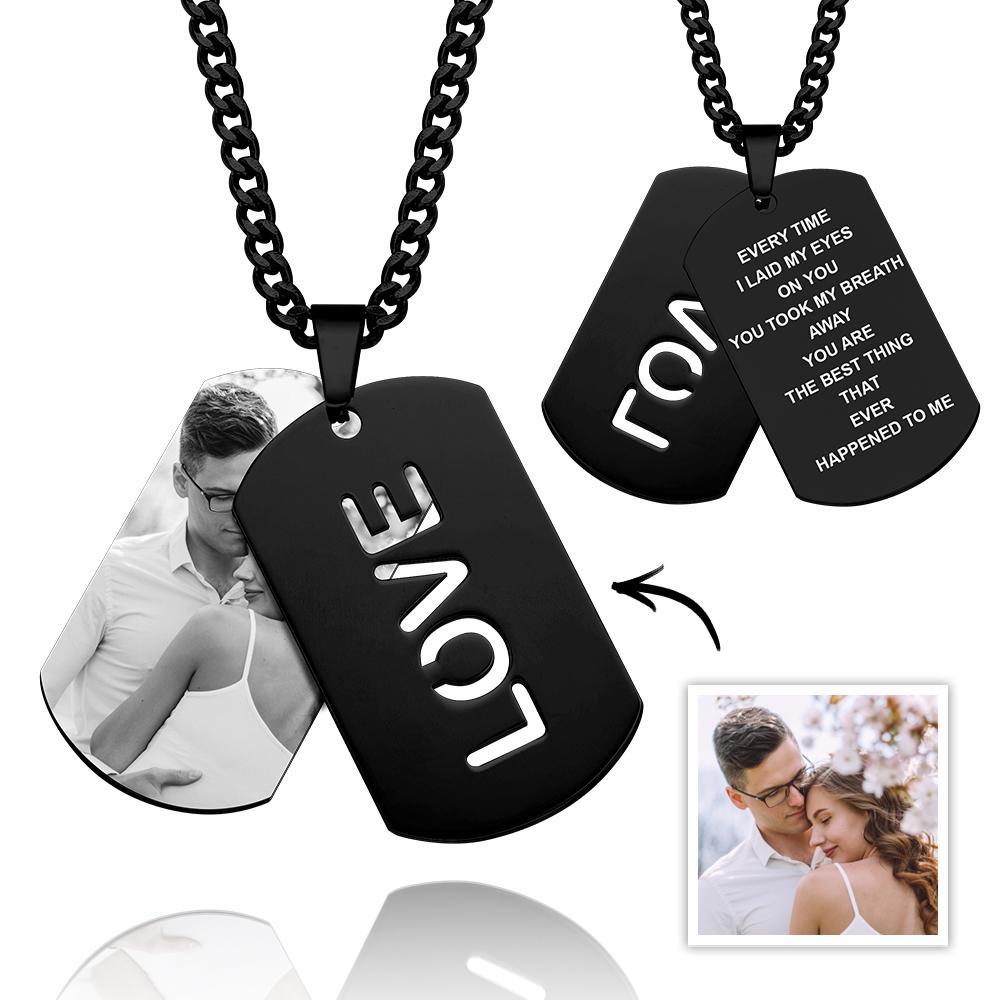 Double Dog Tag Personalised Message Steel Mens Pendants Men Women Boyfriend Bride Groomsman Gift - soufeelmy