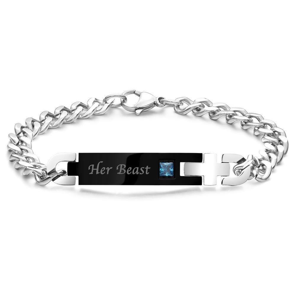 Men's ID Bracelet Engraved Bracelet Couple's Gifts for Boyfriend/Husband - soufeelus