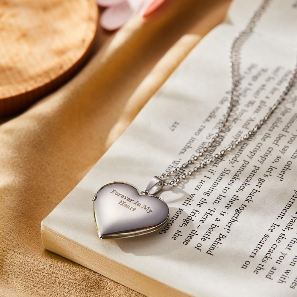 Custom Photo Engraved Neckalce Heart Pendant Exquisite Couple Gifts - soufeelmy