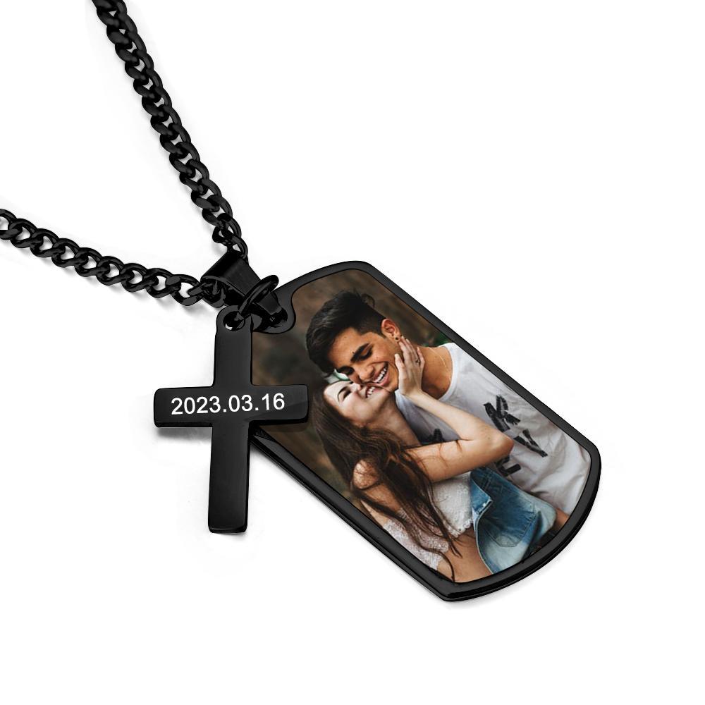 Personalized Necklace for Men Custom Photo and Engraving Necklace Couple Gift - soufeelmy