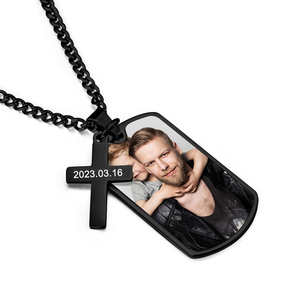 Personalized Necklace for Men Custom Photo and Engraving Necklace for Father Gift for Boyfriend Birthday Gift - soufeelmy