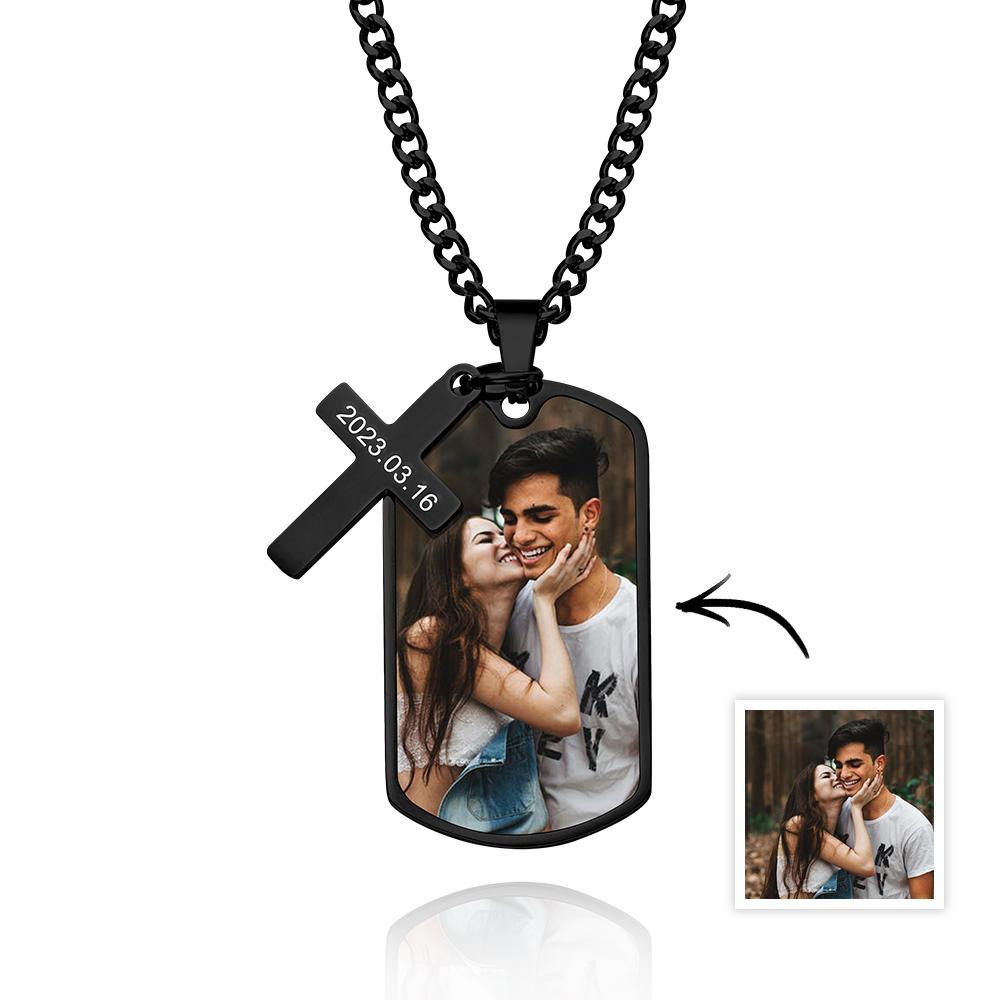 Personalized Necklace for Men Custom Photo and Engraving Necklace Couple Gift - soufeelmy