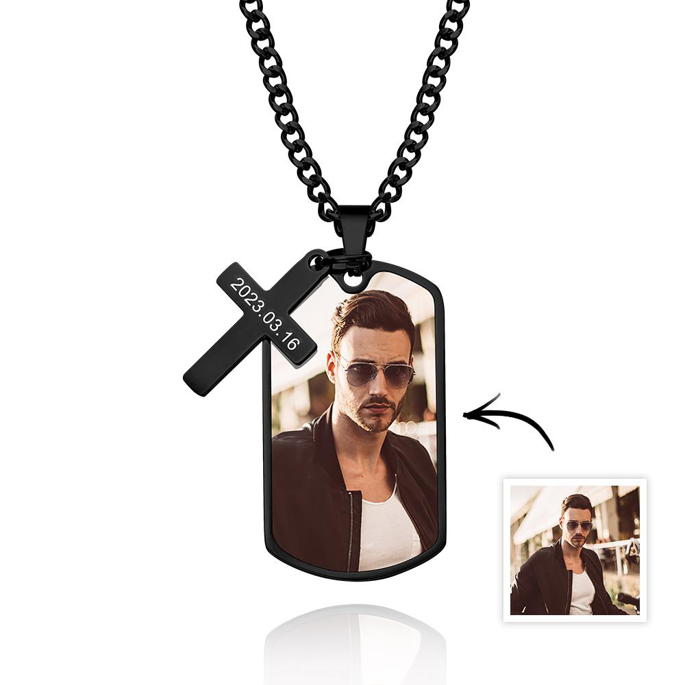 Personalized Portrait Necklace for Men Custom Photo and Engraving Necklace Gift for Boyfriend - soufeelmy