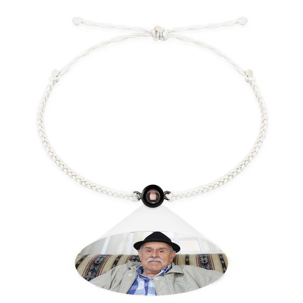Personalized Photo Projection Couple Bracelet Braided Black Rope Bracelet Gift for Parents and Grandparents - soufeelmy