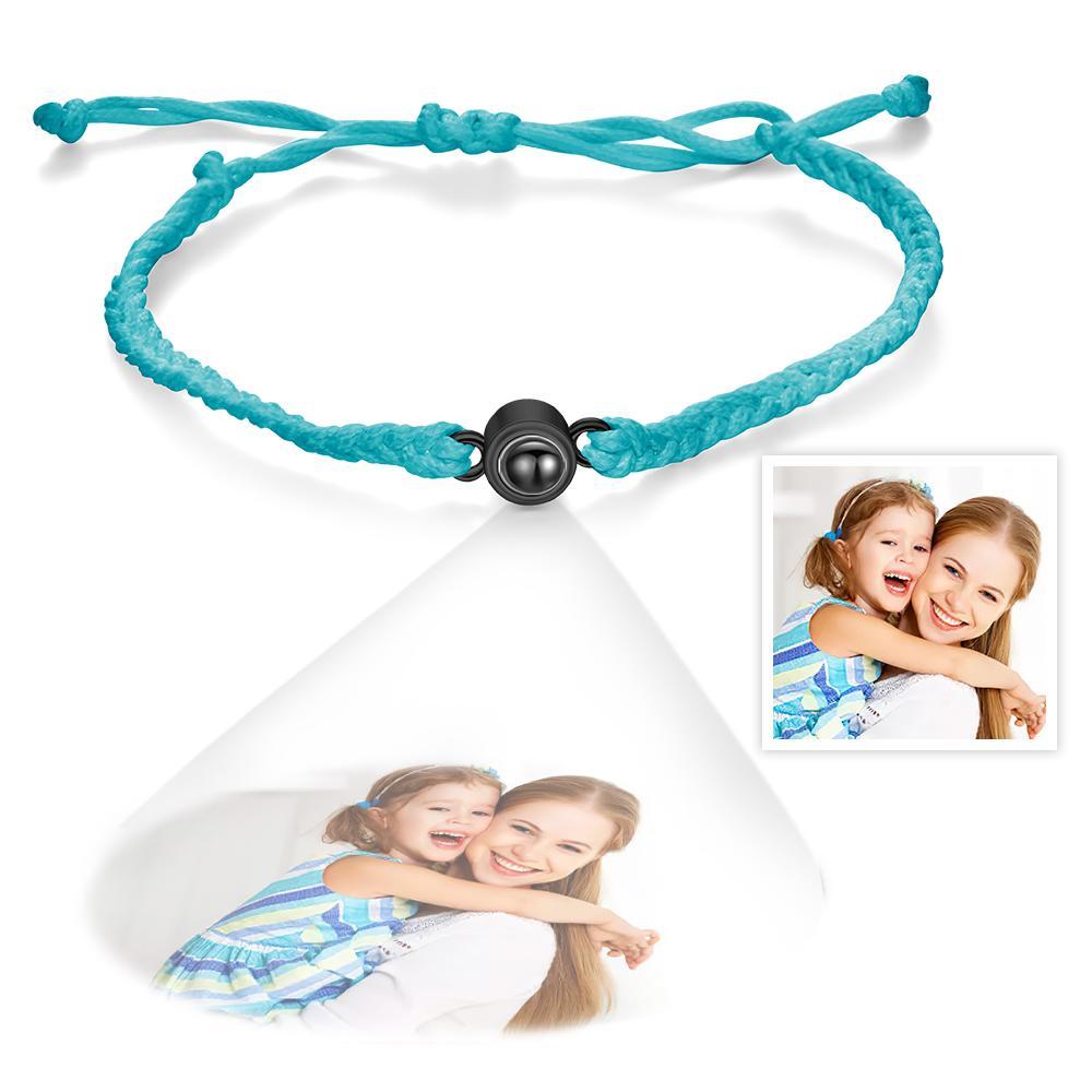 Personalized Photo Projection Couple Bracelet Braided Black Rope Bracelet Gift for Mother's Day - soufeelmy