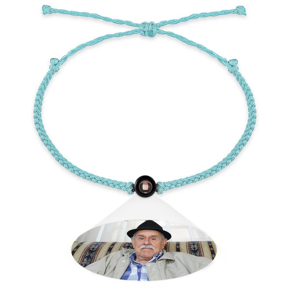 Personalized Photo Projection Couple Bracelet Braided Black Rope Bracelet Gift for Parents and Grandparents - soufeelmy