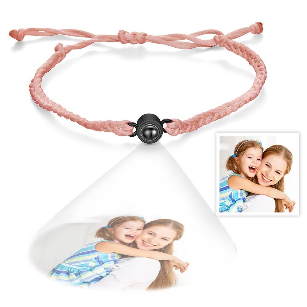 Personalized Photo Projection Couple Bracelet Braided Black Rope Bracelet Gift for Mother's Day - soufeelmy