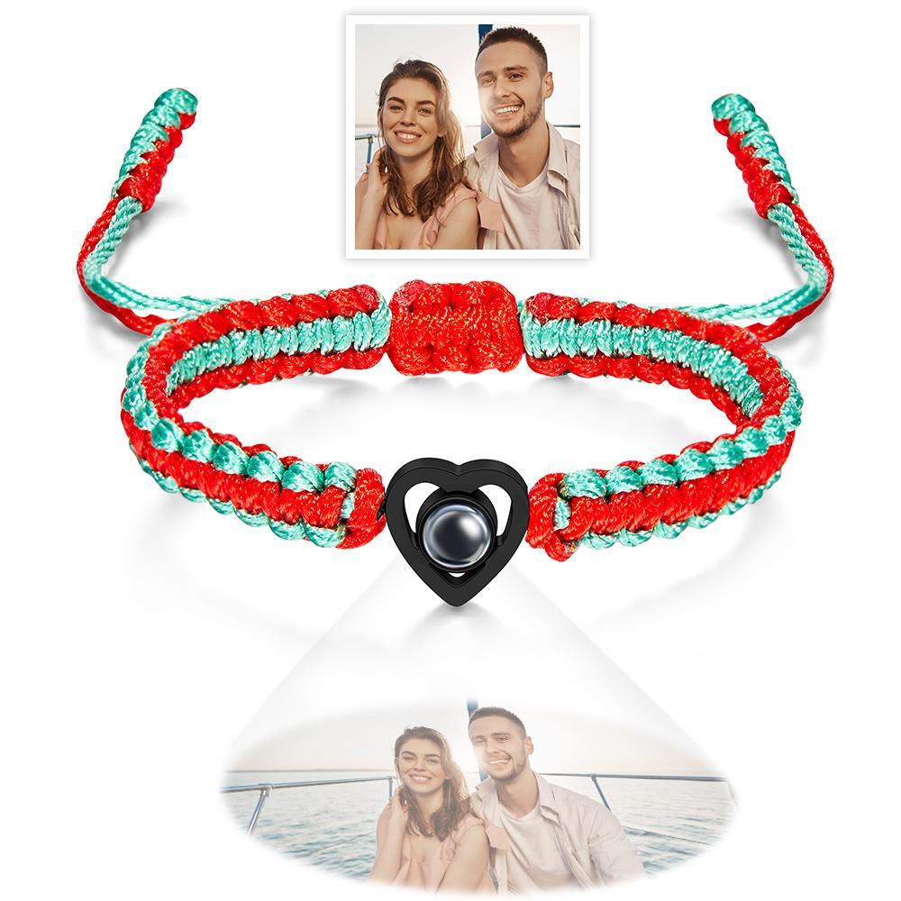 Custom Projection Photo Bracelet Weave Heart-shaped Commemorate Gifts - soufeelmy