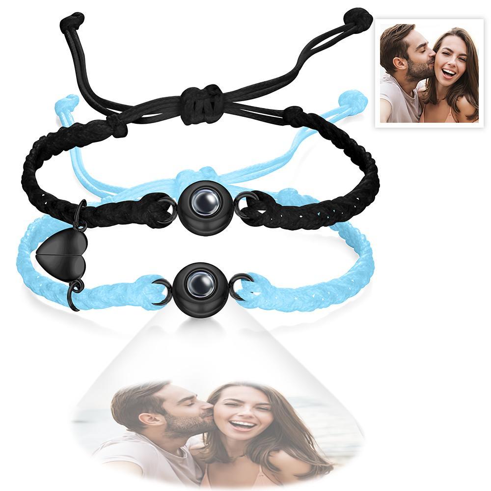 Custom Photo Projection Bracelet Woven Magnetic Bracelet Anniversary Gift - soufeelmy