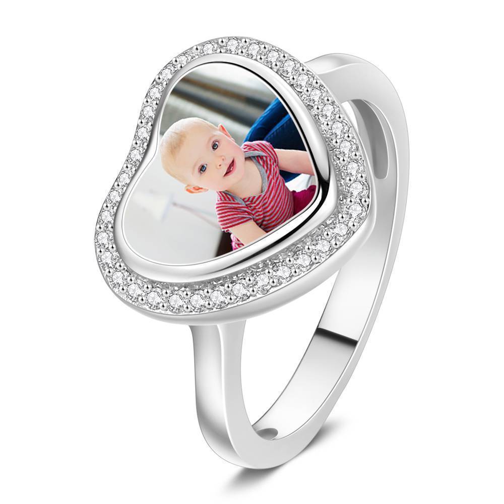 Photo Ring Heart Shaped Silver And Zicron Always Love You