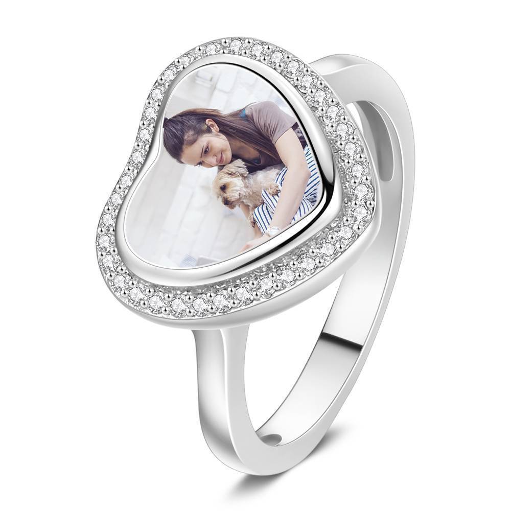 Photo Ring Silver Heart Unique Gift