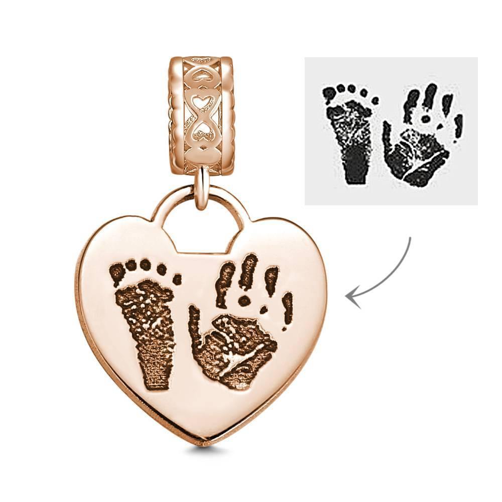 Photo Charm with Child's Footprint, Remembrance Jewelry Platinum  Plated - Silver - soufeelus