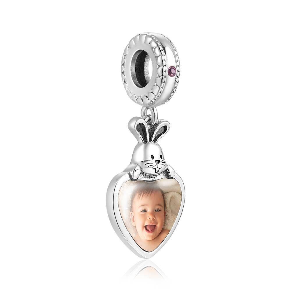 Photo Charm Heart Dangle with Swarovski Crystal Platinum Plated - soufeelus