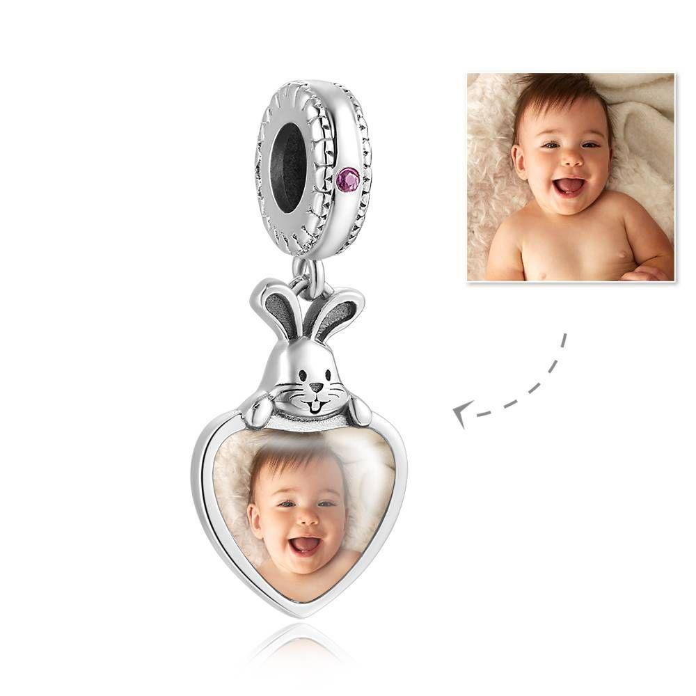 Photo Charm Heart Dangle with Swarovski Crystal Platinum Plated - soufeelus