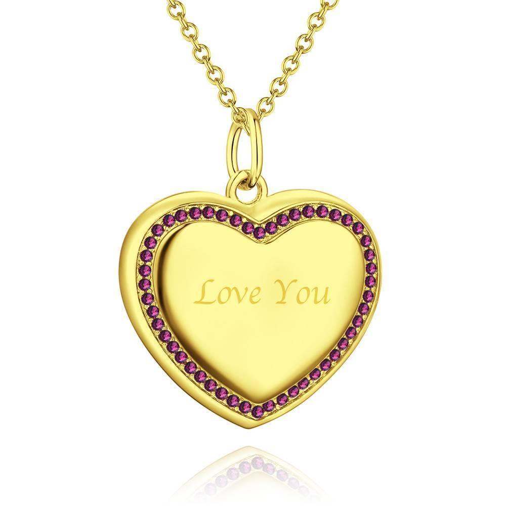 Photo Engraved Necklace Heart Locket Necklace Two Photos 14K Gold Plated - 