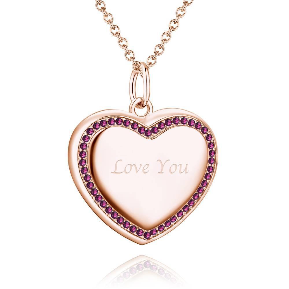 Photo Engraved Necklace Heart Locket Necklace Two Photos Perfect Gift Rose Gold Plated - 