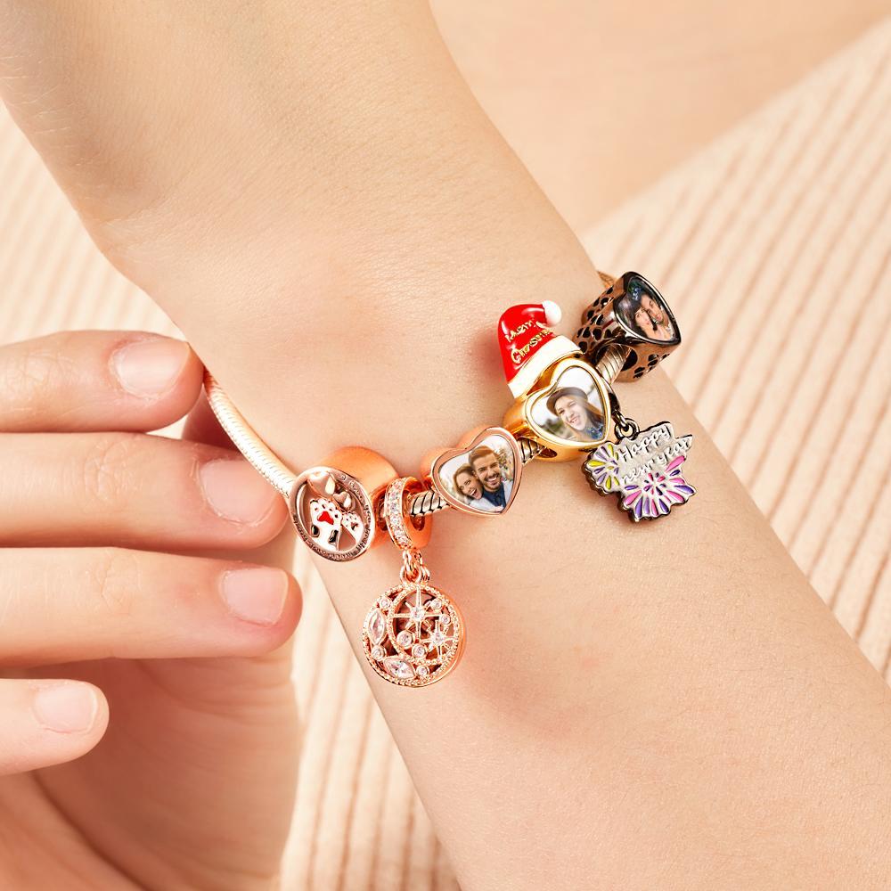 Custom Photo Charm Happy New Year Pendant Dangle Charm Gift for Family - 