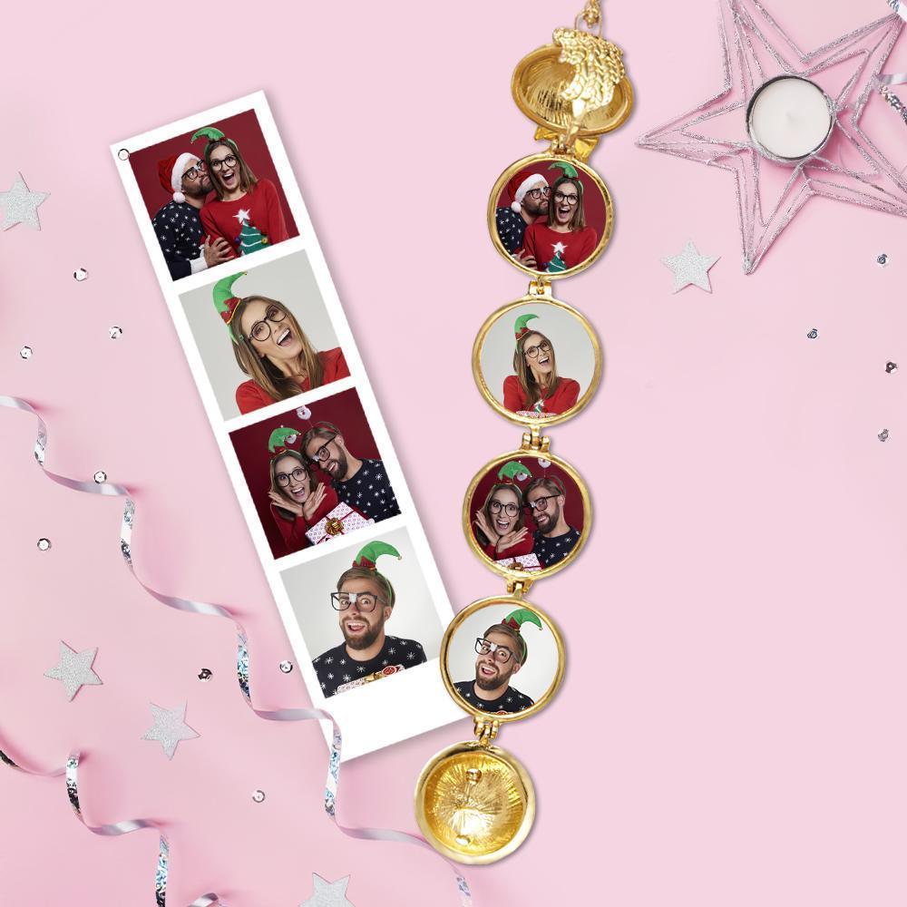 Christmas Gifts Expanding Photo Locket Photo Necklace Pendant Ball Locket Pendant Couple S Gifts Gold Color -