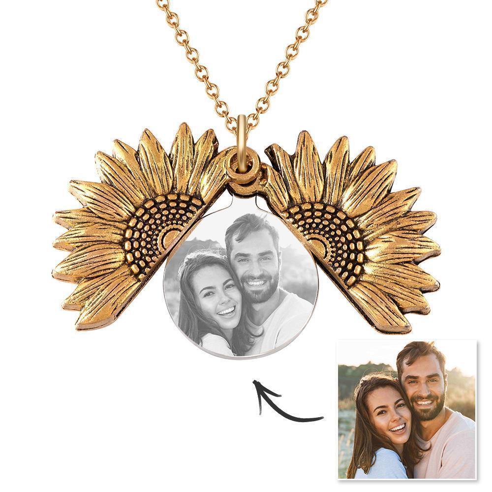 Sun Flower Necklace Custom Photo Necklace Gift Present for Her - soufeelus