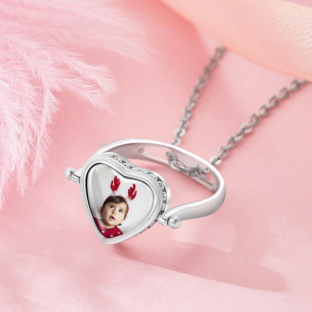 Photo Necklace, Photo Ring Couple's Gifts Dual-use (Ring Size 5#) - soufeelus