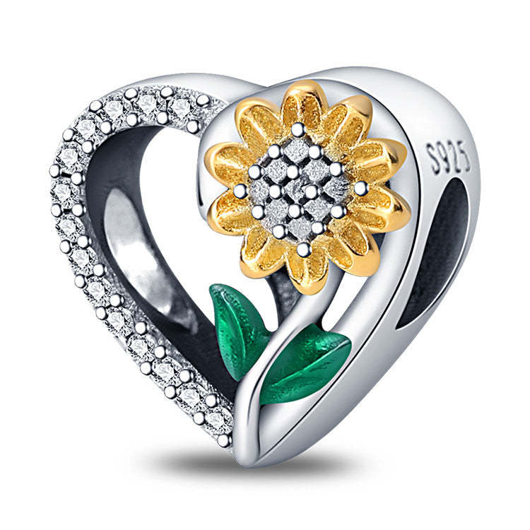 Sunflower Elegant Heart Charm Mother's Day Gifts -