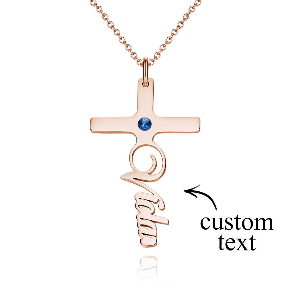 Your Belief Cross Personalized Name Necklace with Birthstone Name Plate Jewelry - soufeelmy