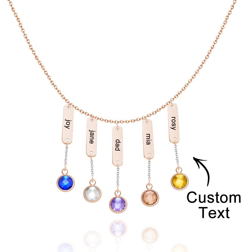 Custom Engraved Birthstone Necklace Simple Pendant Gifts - soufeelmy