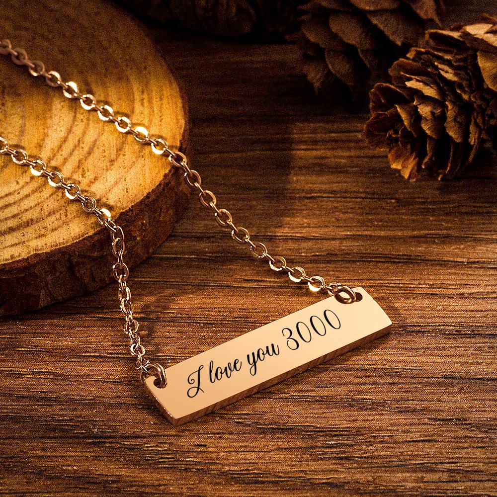 I love you 3000 necklace Custom Engraved Bar Necklace Avengers necklace Gift for her Gift for Marvel Fans - soufeelmy