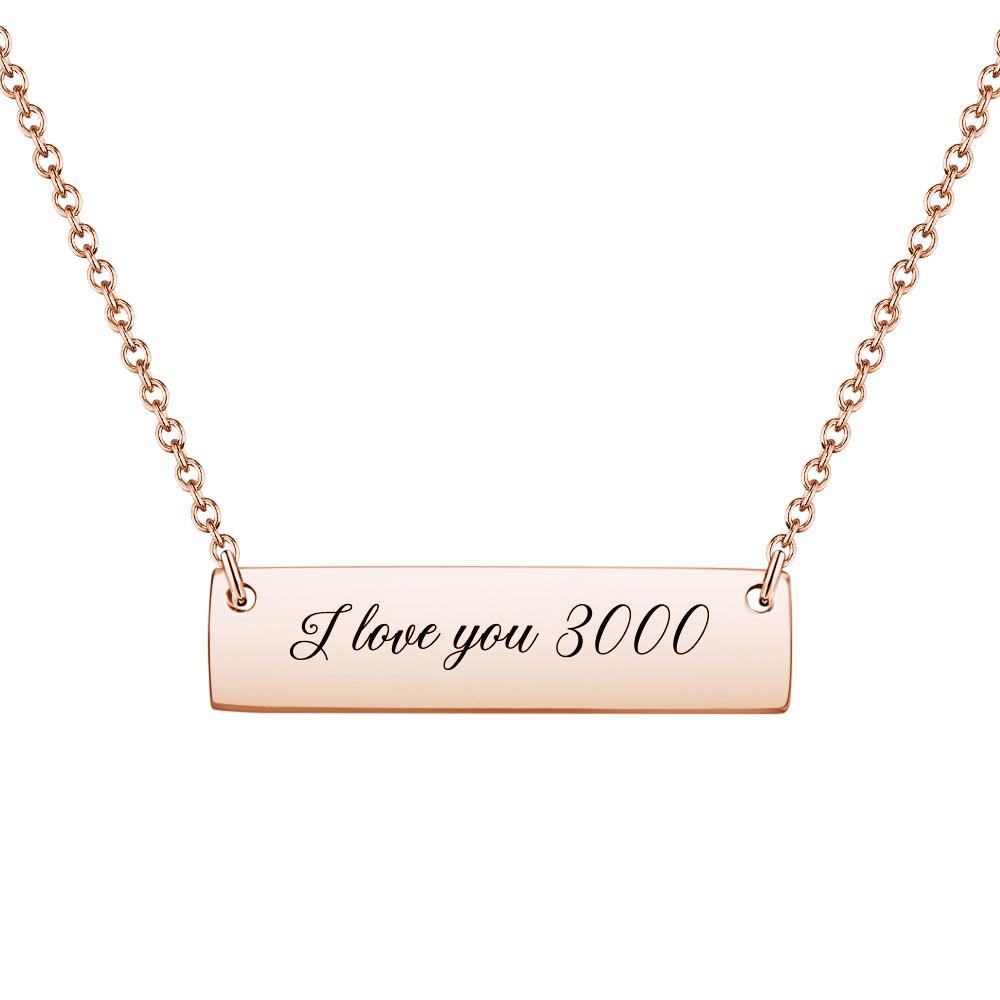 I love you 3000 necklace Custom Engraved Bar Necklace Avengers necklace Gift for her Gift for Marvel Fans - soufeelmy
