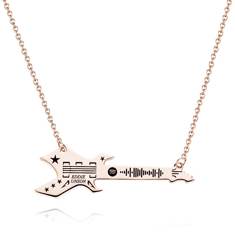 Scannable Spotify Code Guitar Shaped Necklace Engraved Custom Music Song Keychain Memory Gifts - soufeelmy