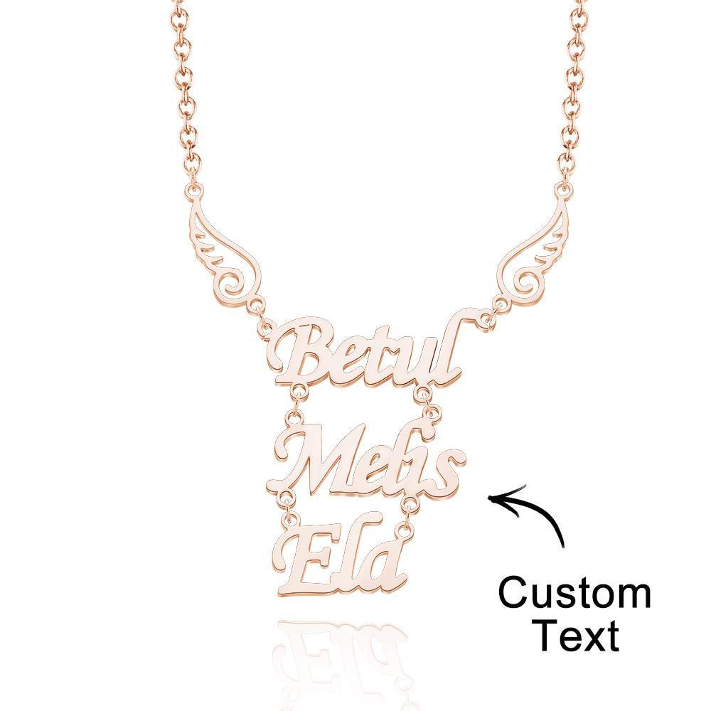 Custom Name Necklace Angel Wings Pendant Necklace Birthday Gift for Women - soufeelmy