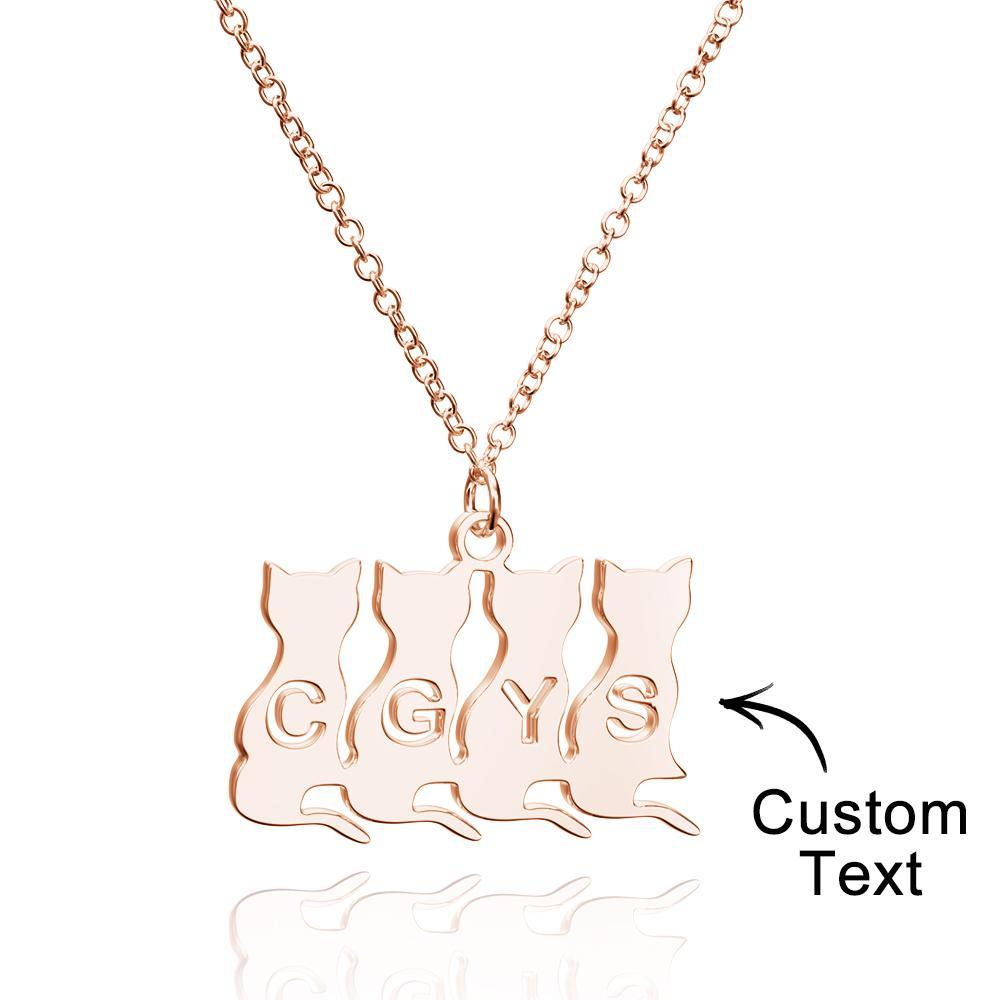 Personalized Family Animal Necklace Custom Engraved Initial Dog and Cat Necklace for Women - soufeelmy
