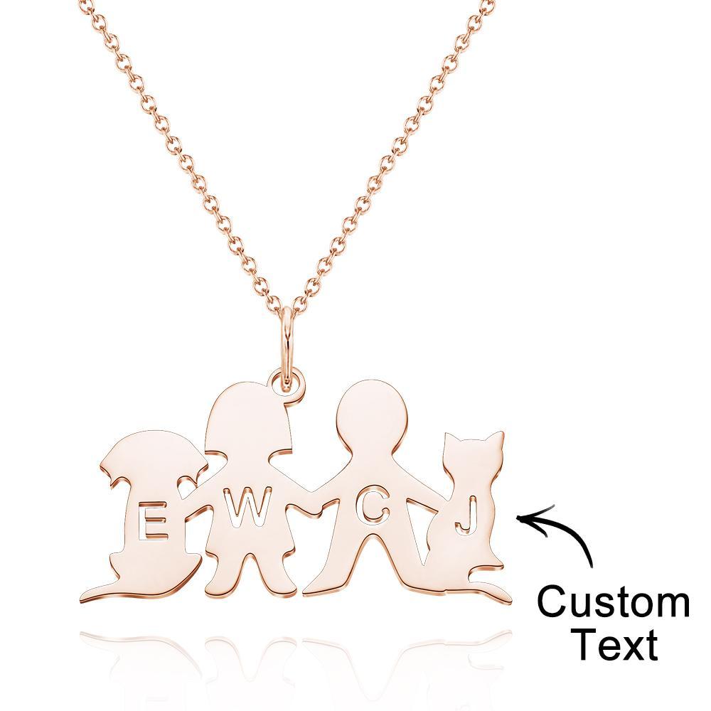 Personalized Family Animal Necklace Custom Engraved Initial Dog and Cat Necklace for Women - soufeelmy