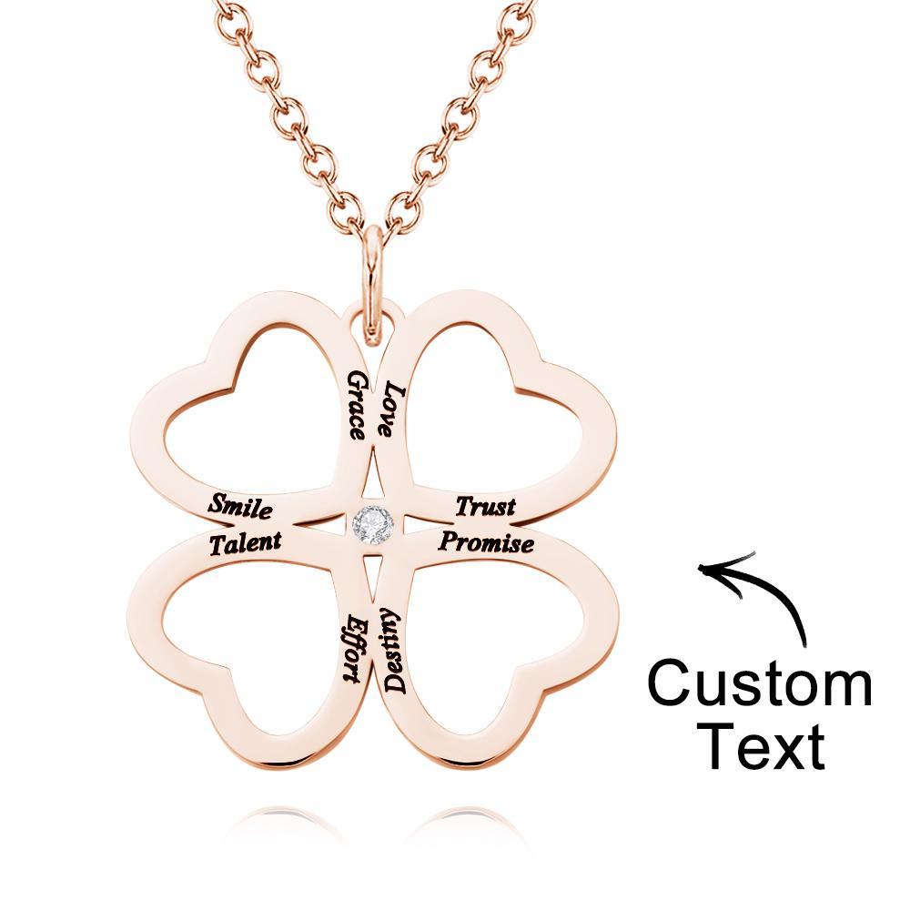 Personalized Four Leaves Clover Necklace Custom Unique Name Necklace for Her - soufeelmy