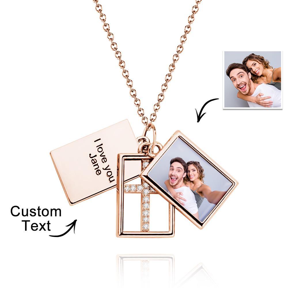 Custom Photo Engraved Necklace Multi-layer Creative Cross Gifts - soufeelmy
