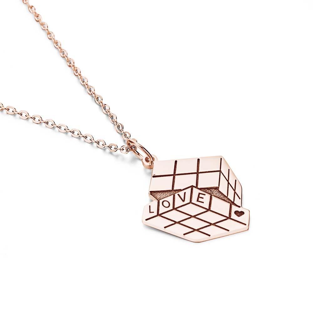S925 Silver Pendant Necklace Customizable Love Cube Pendant Necklace Fine Jewelry Gifts - soufeelmy