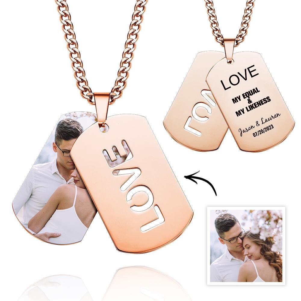 Double Dog Tag Personalised Message Steel Mens Pendants Men Women Boyfriend Bride Groomsman Gift - soufeelmy