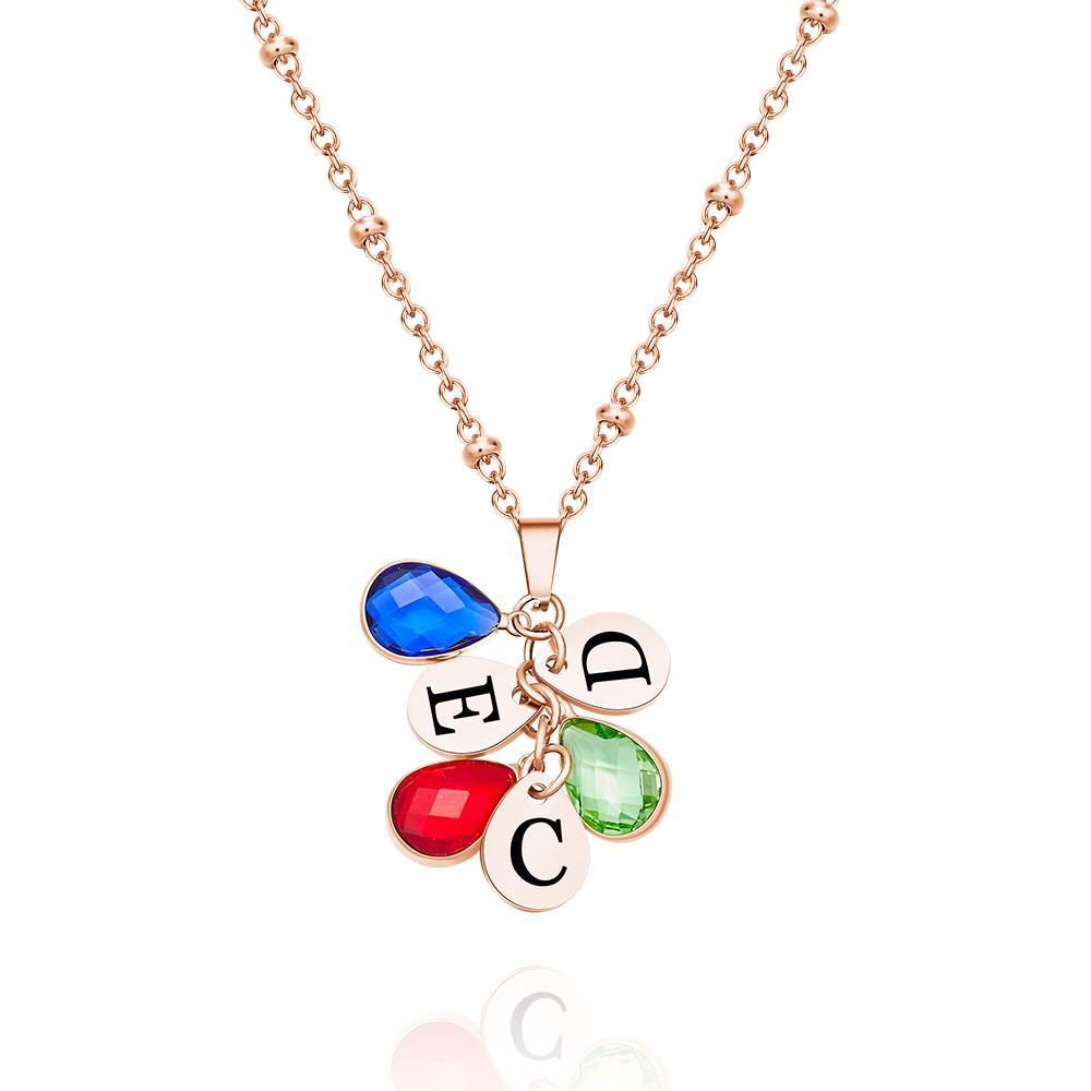 Custom Engraved For Diamond Multiple Birthstone Necklaces Gift For Her