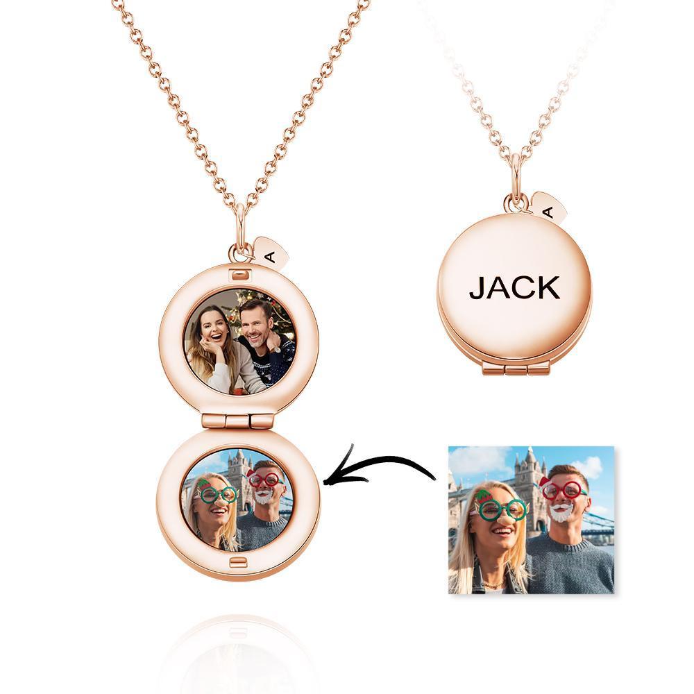 Custom Photo Engraved Necklace Earth Modeling Flip Photo Creative Gift