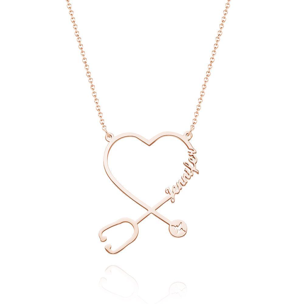 Custom Name Stethoscope Necklace, Heart Name Necklace, Personalized Name Necklace, Best Gifts For Her