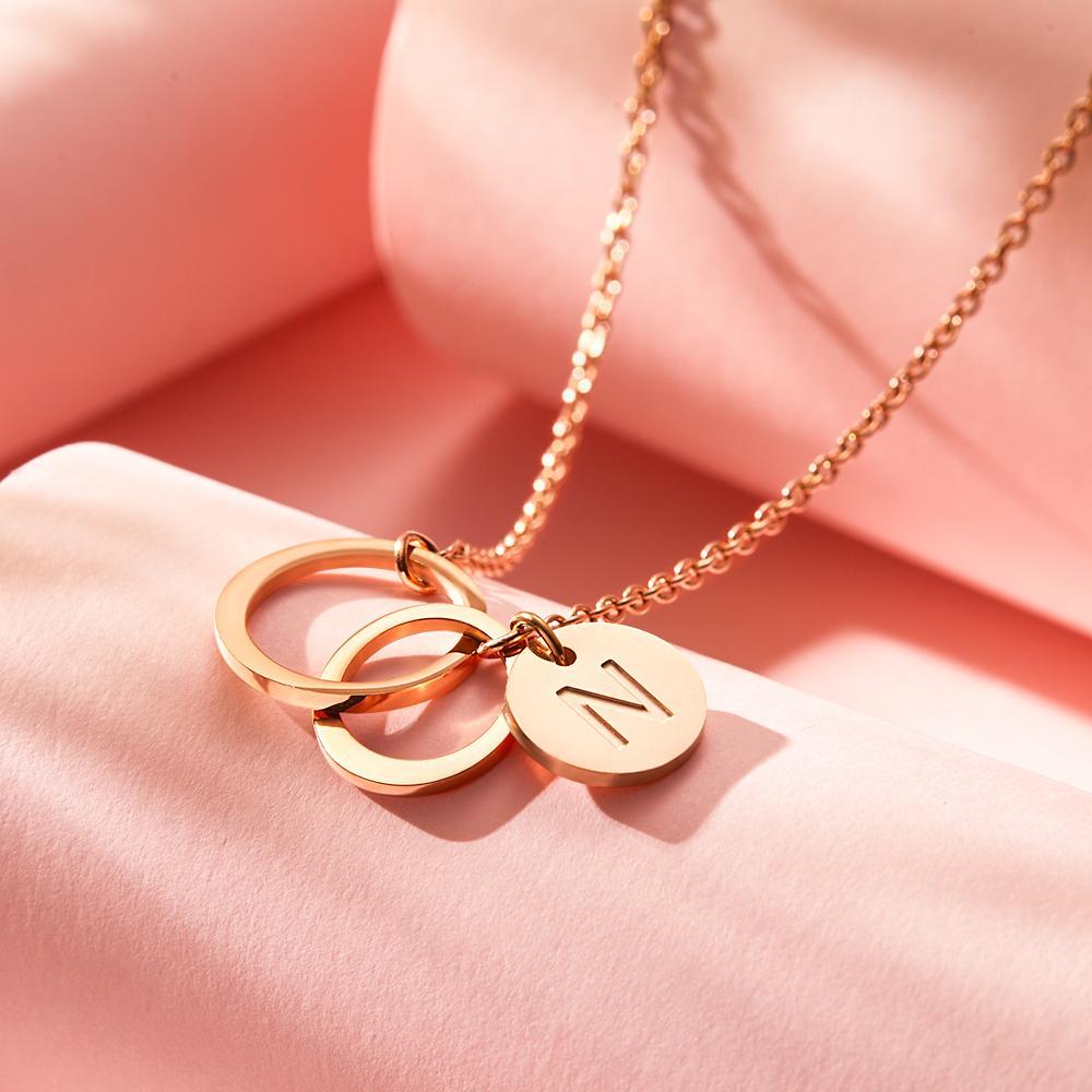 Custom Engraved Necklace Two Interlocking Circles Creative Gifts - soufeelmy