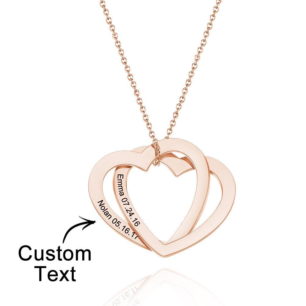 Custom Engraved Necklace Two Heart Necklace Gift for Her - soufeelmy