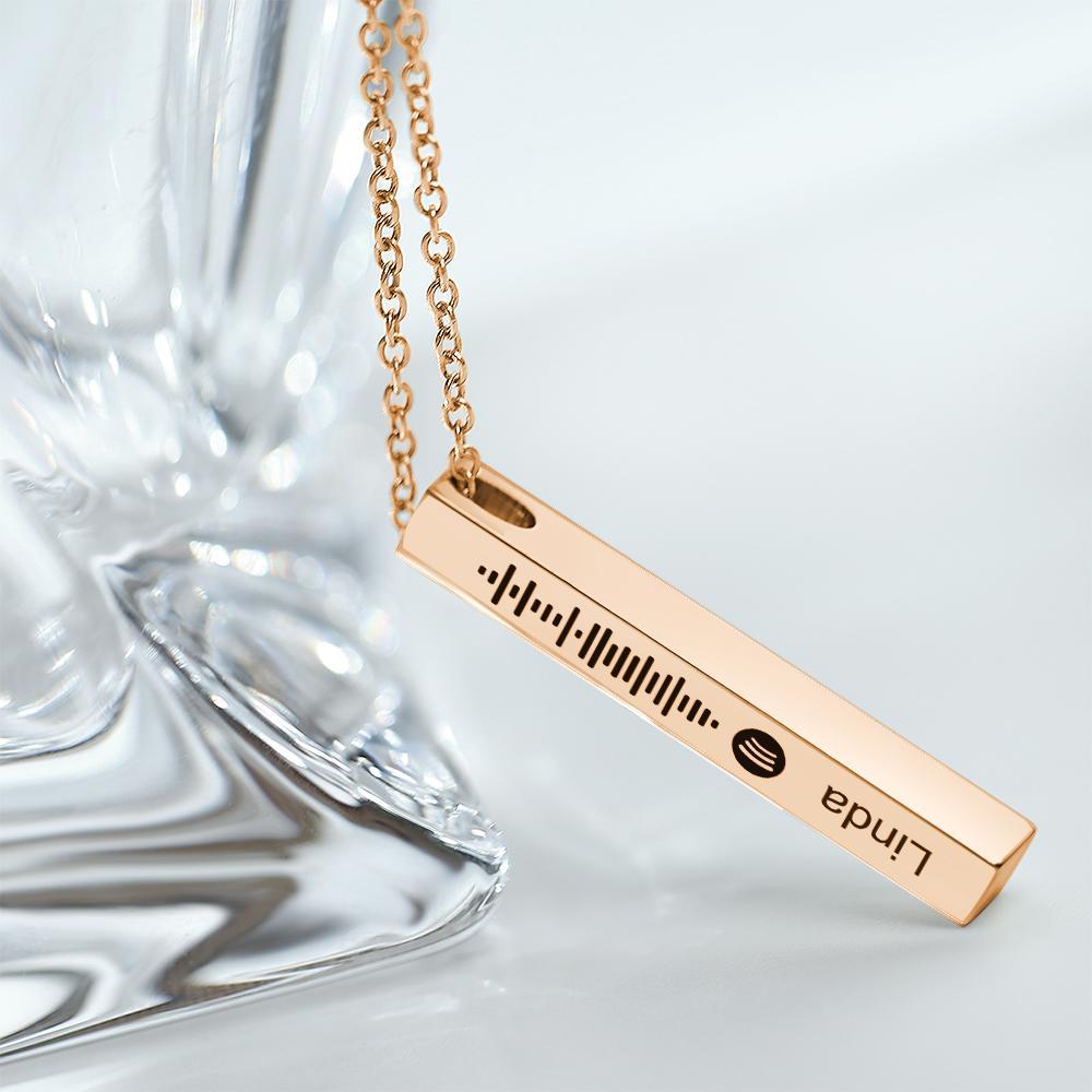 Personalized Custom Music Scan Song Spotify Code Necklace Flexible Square Shaped Bar Necklace Engraved Name Pendant Jewelry Gift - soufeelmy