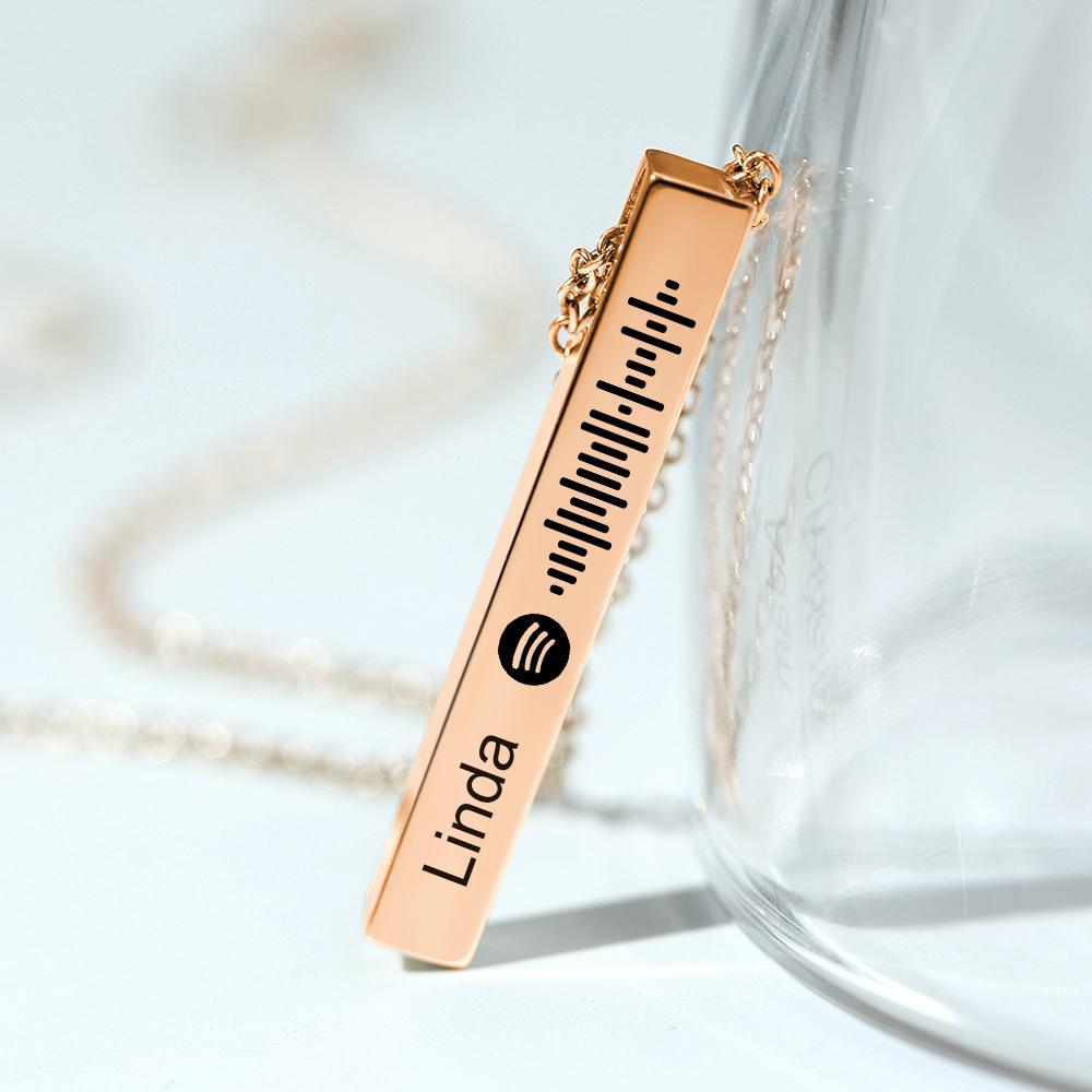 Personalized Custom Music Scan Song Spotify Code Necklace Flexible Square Shaped Bar Necklace Engraved Name Pendant Jewelry Gift - soufeelmy