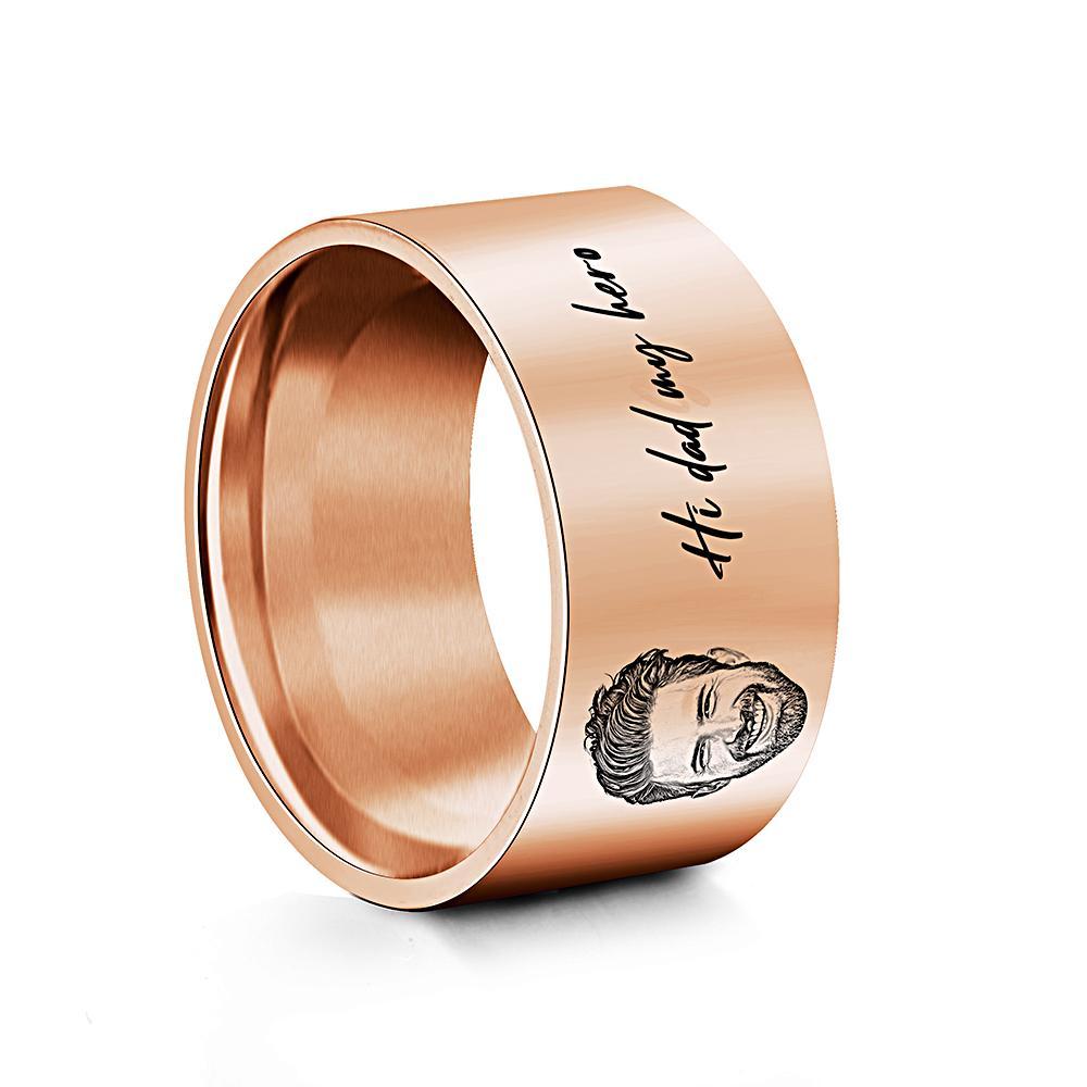 Custom Men's Ring Personalized Photo Ring With Engraved Words Perfect Gift For Daddy On Father's Day - soufeelmy