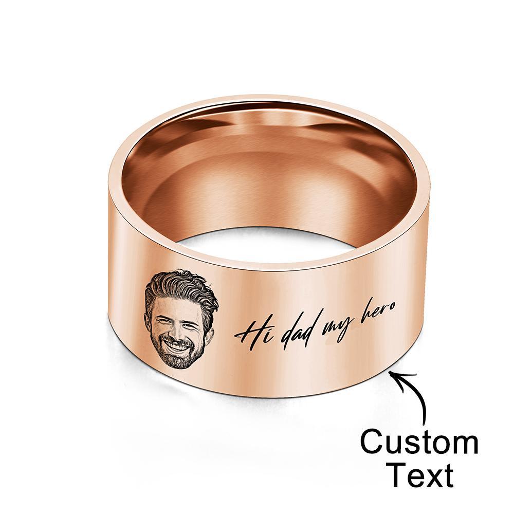 Custom Men's Ring Personalized Photo Ring With Engraved Words Perfect Gift For Daddy On Father's Day - soufeelmy