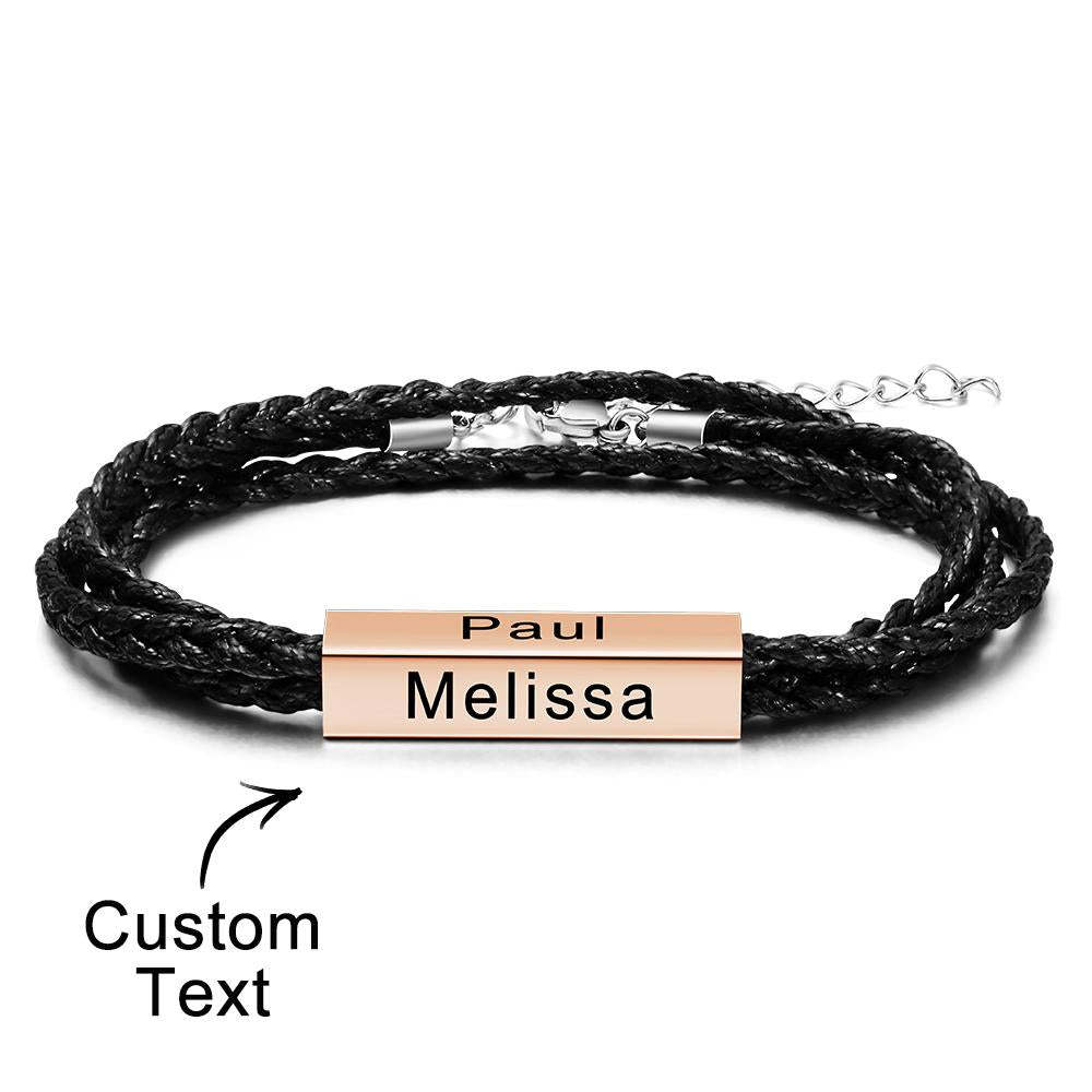 Custom Engraved Bracelet Around Engraved Weave Gifts for Man - soufeelmy