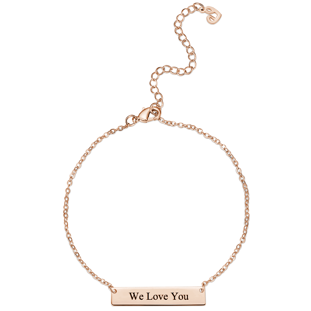 Children's Engraved Bar Bracelet Rose Gold Plated - Length Adjustable - soufeelus